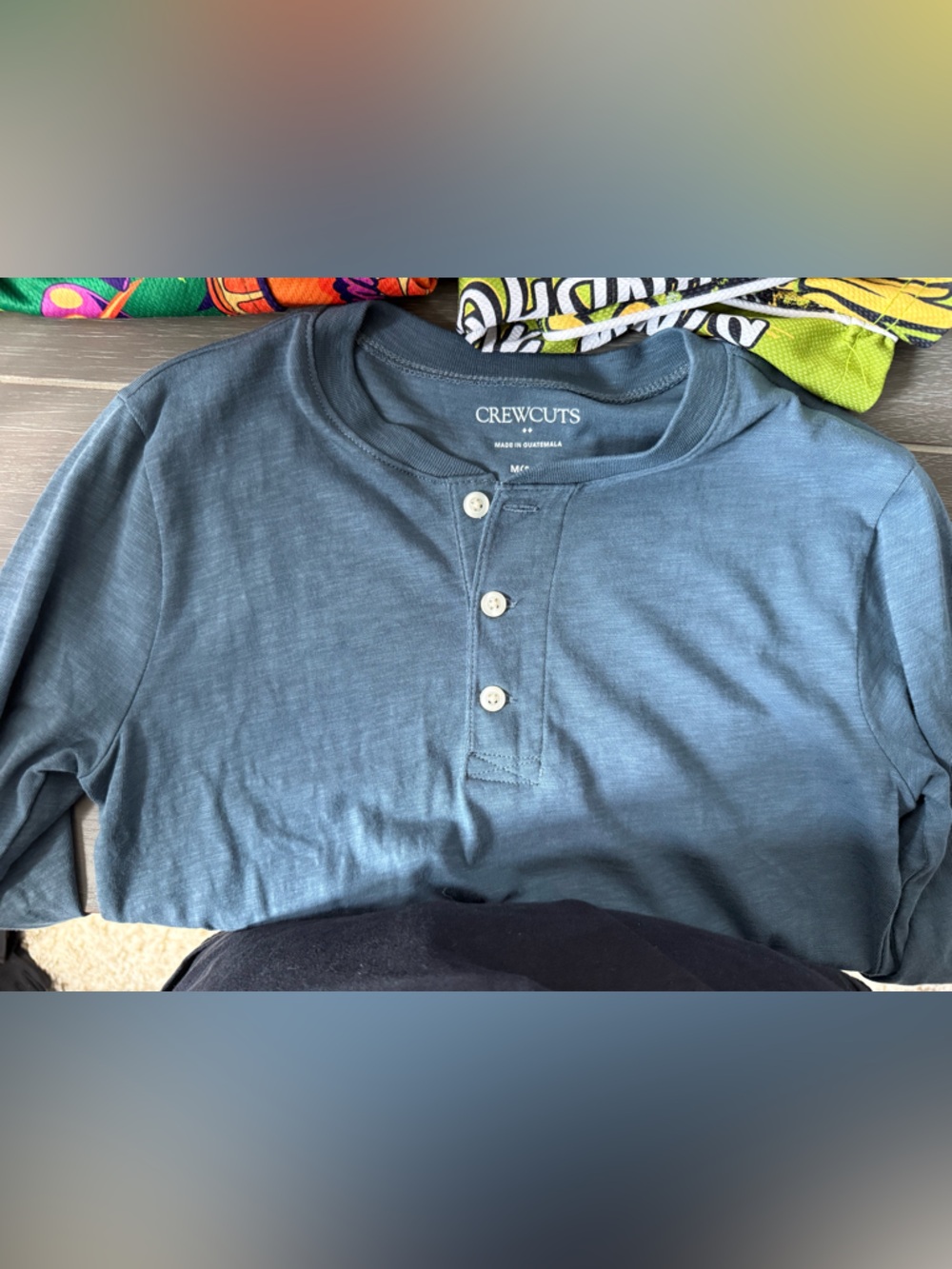 2 Crewcuts Long Sleeve Henley Shirts (Blue and Burnt Red) Size Youth M (8-9)